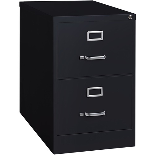 Lorell Vertical File Cabinet - 2-Drawer - 18" x 26.5" x 28.4" - 2 x Drawer(s) for File - Legal - Vertical - Lockable, Ball-bearing Suspension, Heavy Duty - Black - Steel - Recycled = LLR60661