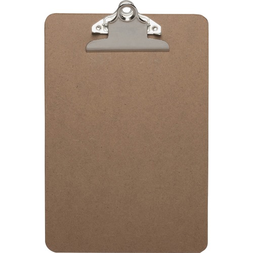 Business Source Mini Clipboard with Standard Metal Clip - Standard - 6" x 9" - Hardboard - Brown - 1 Each