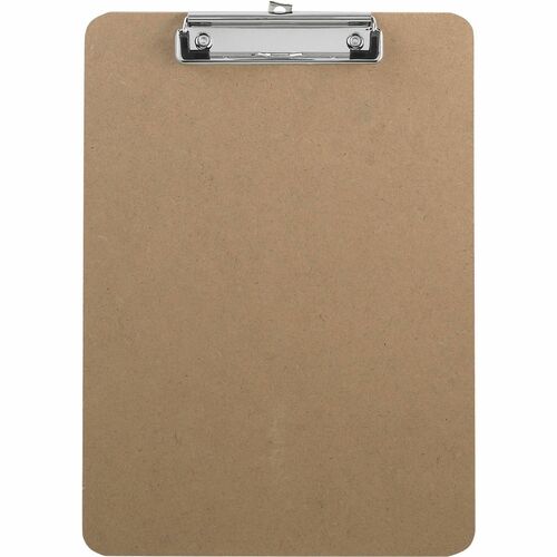 Business Source Flat Clip Clipboard - 9" x 12 1/2" - Hardboard - Brown - 1 Each