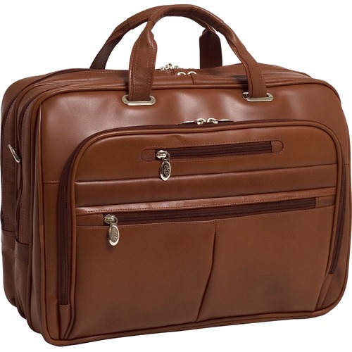 McKleinUSA 15.6" Leather Fly-Through™ Checkpoint-Friendly Laptop Briefcase - Shoulder Strap , Hand Strap - 17" Screen Support - Leather - Brown