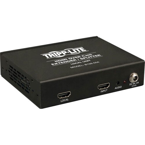 Tripp Lite HDMI Over Cat5 / Cat6 Extender Splitter 4-Port Transmitter TAA - 1 Input Device - 5 Output Device - 200 ft Range - 4 x Network (RJ-45) - 1 x HDMI In - 1 x HDMI Out - Twisted Pair - Category 6 - Rack-mountable - TAA Compliant