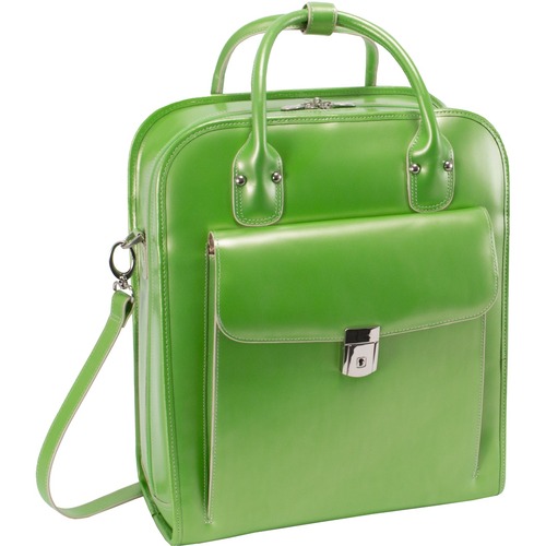 McKleinUSA 15.4" Leather Vertical Patented Detachable -Wheeled Ladies' Laptop Briefcase - Weather Proof Cover, Shock Absorbing Shoulder Strap, Slip Resistant Shoulder Strap - Full Grain Leather Body - Handle, Shoulder Strap - 18" Height x 15" Width x 7.5"
