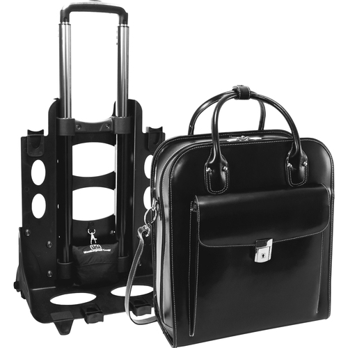 McKleinUSA 15.4" Leather Vertical Patented Detachable -Wheeled Ladies' Laptop Briefcase - Briefcase - Shoulder Strap , Hand Strap , Handle - 15.4" Screen Support - Leather - Black