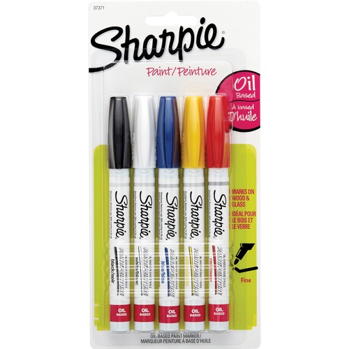 Sharpie Oil-Based Paint Marker - Fine Point - Fine Marker Point - Assorted Oil Based Ink - 5 / Pack