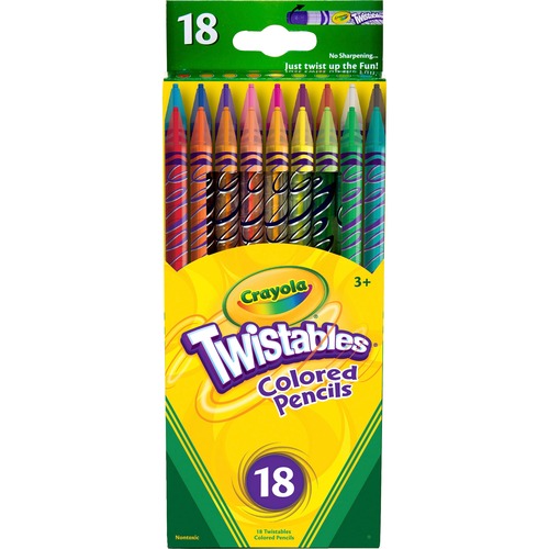 Crayola Twistables Colored Pencils - Assorted Lead - Clear Plastic Barrel - 18 / Set