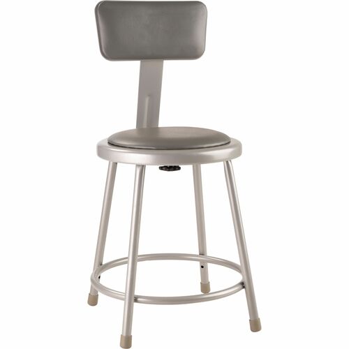 National Public Seating 6400 Series Heavy-Duty Padded Stools - Gray Seat Color - Vinyl, Medium Density Fiber (MDF) Seat Material - Gray Frame Color - Steel Frame Material - Four-legged Base - Gray - Plush - 1 Each