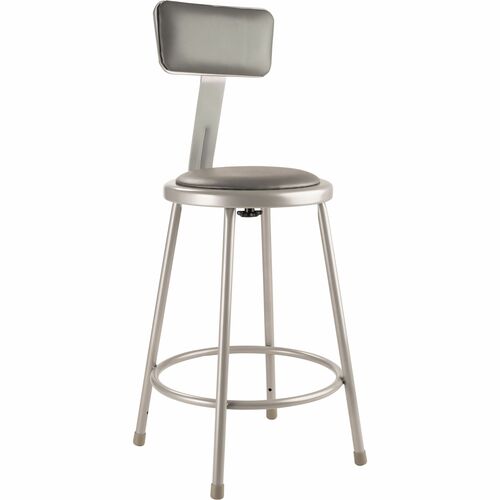 National Public Seating 6400 Series Heavy-Duty Padded Stools - Gray Seat Color - Vinyl, Medium Density Fiber (MDF) Seat Material - Gray Frame Color - Steel Frame Material - Four-legged Base - Gray - Plush - 1 Each