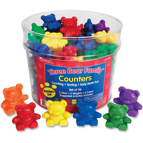 Three Bear Family Bear Family Counters Rainbow Set - Learning Theme/Subject - Assorted - Plastic - 96 / Set