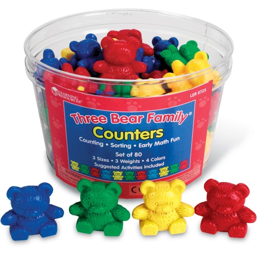 Learning Resources Three Bear Family Counters: Basic Set - Theme/Subject: Learning - Skill Learning: Counting, Measurement, Balance, Counting, Sorting - 96 Pieces - 3+ - 80 / Set