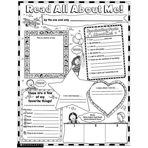Scholastic Instant Personal Poster: Read All About Me! - Skill Learning: Reading, Writing, Self-esteem - 5-7 Year - 30 / Pack