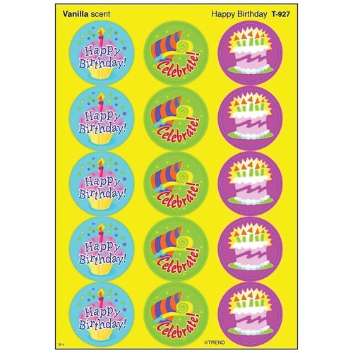 Trend Happy Birthday - Vanilla - Fun, Encouragement, Birthday Theme/Subject - Self-adhesive - Acid-free, Non-toxic, Photo-safe - 60 - Stickers - TEPT927