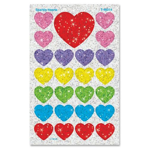 Trend Sparkling Heart-shaped Stickers - Self-adhesive - Non-toxic, Acid-free, Photo-safe - Assorted - 100 / Pack