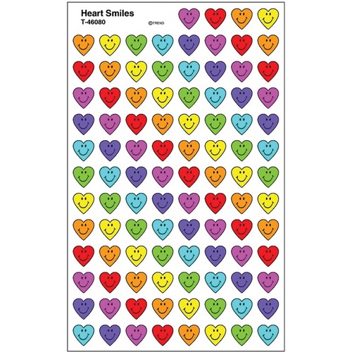 Trend Heart Smiles - Fun Theme/Subject - Self-adhesive - Acid-free, Photo-safe, Non-toxic - Blue, Red, Yellow, Green, Purple, Orange, Pink - 800