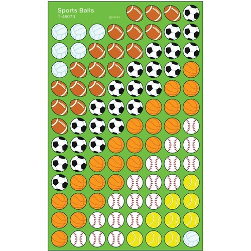 Trend Sports Balls SuperShapes Stickers - Sports, Fun Theme/Subject - Self-adhesive - Acid-free, Non-toxic, Photo-safe - 800 / Pack