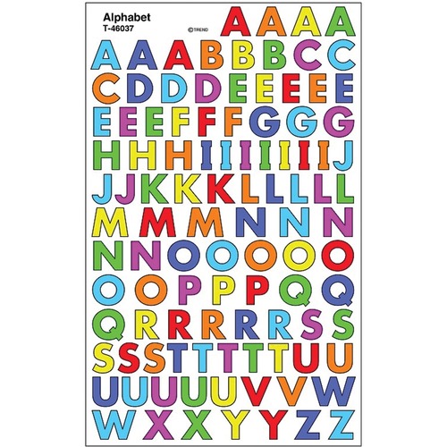 Trend Alphabet SuperShapes Stickers - Fun Theme/Subject - Self-adhesive - Acid-free, Non-toxic, Photo-safe - 208 / Pack