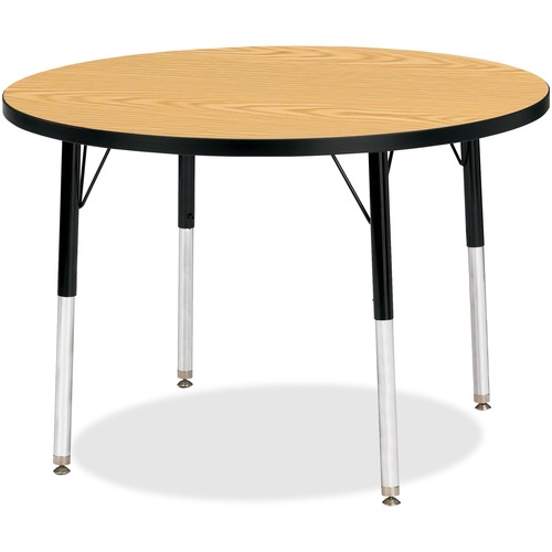 Jonti-Craft Berries Adult Height Color Top Round Table - Black Oak Round, Laminated Top - Four Leg Base - 4 Legs - Adjustable Height - 24" to 31" Adjustment x 1.13" Table Top Thickness x 36" Table Top Diameter - 31" Height - Assembly Required - Powder Coa