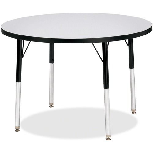Jonti-Craft Berries Adult Height Color Edge Round Table - Black Round, Laminated Top - Four Leg Base - 4 Legs - Adjustable Height - 24" to 31" Adjustment x 1.13" Table Top Thickness x 36" Table Top Diameter - 31" Height - Assembly Required - Powder Coated