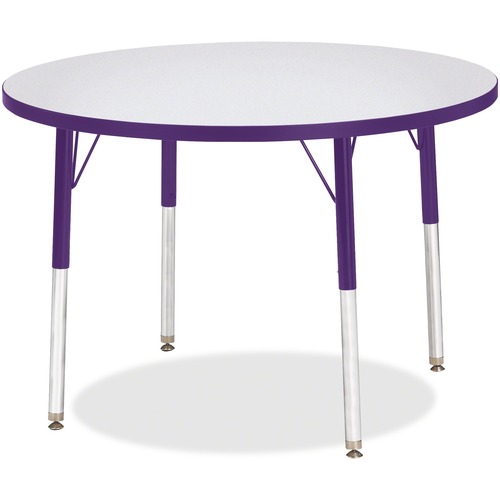 Jonti-Craft Berries Adult Height Color Edge Round Table - Laminated Round, Purple Top - Four Leg Base - 4 Legs - Adjustable Height - 24" to 31" Adjustment x 1.13" Table Top Thickness x 36" Table Top Diameter - 31" Height - Assembly Required - Powder Coate