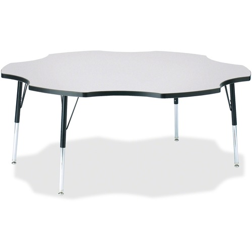 Jonti-Craft Berries Prism Six-Leaf Student Table - Black, Laminated Top - Four Leg Base - 4 Legs - Adjustable Height - 24" to 31" Adjustment x 1.13" Table Top Thickness x 60" Table Top Diameter - 31" Height - Assembly Required - Powder Coated - 1 Each