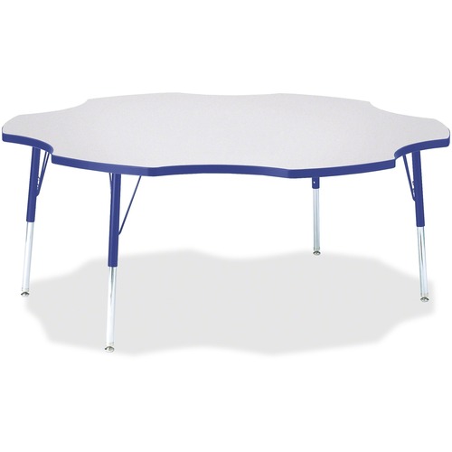 Jonti-Craft Berries Prism Six-Leaf Student Table - Gray, Laminated Top - Four Leg Base - 4 Legs - Adjustable Height - 24" to 31" Adjustment x 1.13" Table Top Thickness x 60" Table Top Diameter - 31" Height - Assembly Required - Powder Coated - 1 Each