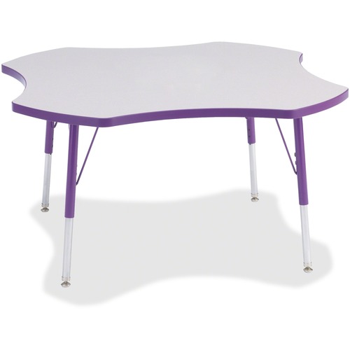 Jonti-Craft Berries Prism Four-Leaf Student Table - Laminated, Purple Top - Four Leg Base - 4 Legs - Adjustable Height - 24" to 31" Adjustment x 1.13" Table Top Thickness x 48" Table Top Diameter - 31" Height - Assembly Required - Powder Coated - 1 Each