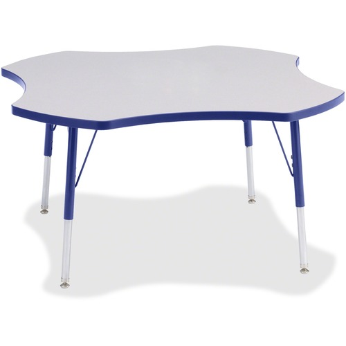 Jonti-Craft Berries Prism Four-Leaf Student Table - Gray, Laminated Top - Four Leg Base - 4 Legs - Adjustable Height - 24" to 31" Adjustment x 1.13" Table Top Thickness x 48" Table Top Diameter - 31" Height - Assembly Required - Powder Coated - 1 Each