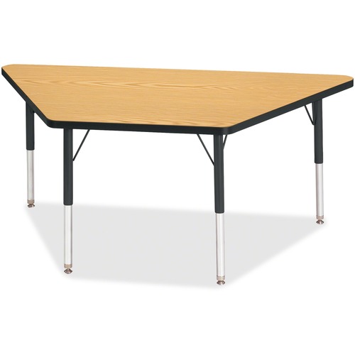 Jonti-Craft Berries Elementary Height Classic Trapezoid Table - Black Oak Trapezoid, Laminated Top - Four Leg Base - 4 Legs - Adjustable Height - 15" to 24" Adjustment - 60" Table Top Length x 30" Table Top Width x 1.13" Table Top Thickness - 24" Height -