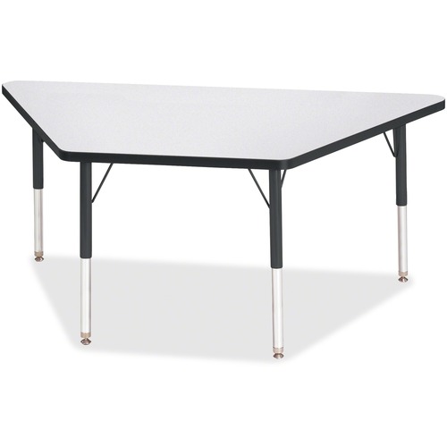 Jonti-Craft Berries Elementary Height Prism Edge Trapezoid Table - Black Trapezoid, Laminated Top - Four Leg Base - 4 Legs - Adjustable Height - 15" to 24" Adjustment - 60" Table Top Length x 30" Table Top Width x 1.13" Table Top Thickness - 24" Height - 