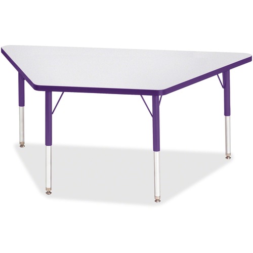 Jonti-Craft Berries Elementary Height Prism Edge Trapezoid Table - Laminated Trapezoid, Purple Top - Four Leg Base - 4 Legs - Adjustable Height - 15" to 24" Adjustment - 60" Table Top Length x 30" Table Top Width x 1.13" Table Top Thickness - 24" Height -