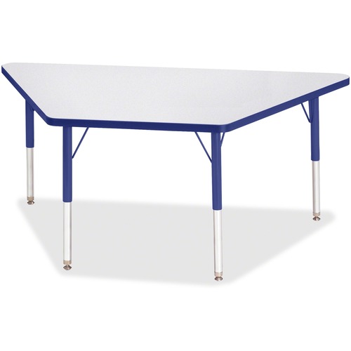 Jonti-Craft Berries Elementary Height Prism Edge Trapezoid Table - Blue Trapezoid, Laminated Top - Four Leg Base - 4 Legs - Adjustable Height - 15" to 24" Adjustment - 60" Table Top Length x 30" Table Top Width x 1.13" Table Top Thickness - 24" Height - A