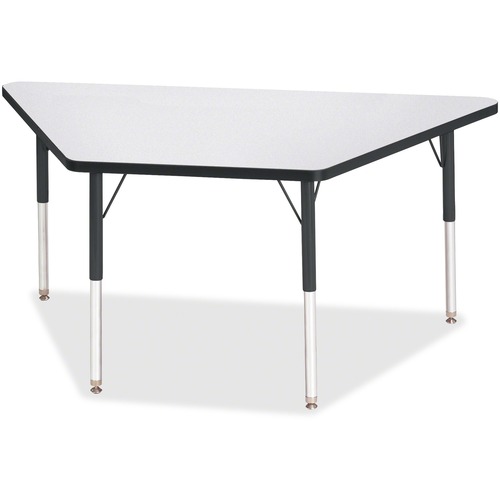 Jonti-Craft Berries Adult-Size Gray Laminate Trapezoid Table - Black Trapezoid, Laminated Top - Four Leg Base - 4 Legs - Adjustable Height - 24" to 31" Adjustment - 60" Table Top Length x 30" Table Top Width x 1.13" Table Top Thickness - 31" Height - Asse