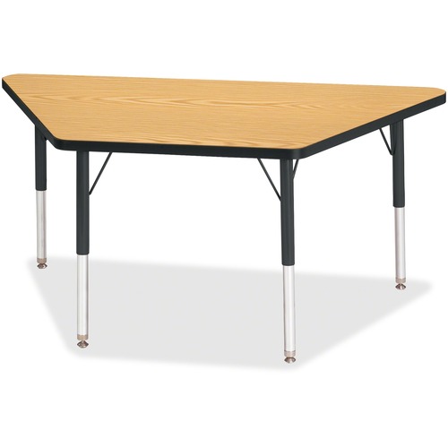Jonti-Craft Berries Elementary Height Classic Trapezoid Table - Black Oak Trapezoid, Laminated Top - Four Leg Base - 4 Legs - Adjustable Height - 15" to 24" Adjustment - 48" Table Top Length x 24" Table Top Width x 1.13" Table Top Thickness - 24" Height -