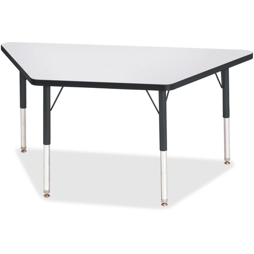 Jonti-Craft Berries Elementary Height Prism Edge Trapezoid Table - Black Trapezoid, Laminated Top - Four Leg Base - 4 Legs - Adjustable Height - 15" to 24" Adjustment - 48" Table Top Length x 24" Table Top Width x 1.13" Table Top Thickness - 24" Height - 