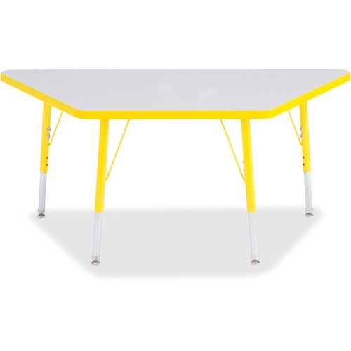 Jonti-Craft Berries Elementary Height Prism Edge Trapezoid Table - Laminated Trapezoid, Yellow Top - Four Leg Base - 4 Legs - Adjustable Height - 15" to 24" Adjustment - 48" Table Top Length x 24" Table Top Width x 1.13" Table Top Thickness - 24" Height -