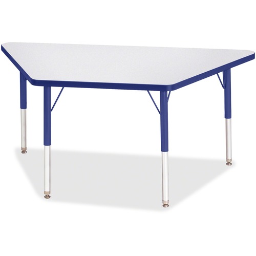 Jonti-Craft Berries Elementary Height Prism Edge Trapezoid Table - Gray Trapezoid, Laminated Top - Four Leg Base - 4 Legs - Adjustable Height - 15" to 24" Adjustment - 48" Table Top Length x 24" Table Top Width x 1.13" Table Top Thickness - 24" Height - A