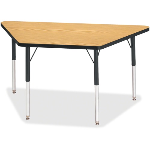 Jonti-Craft Berries Adult-Size Classic Color Trapezoid Table - Black Oak Trapezoid, Laminated Top - Four Leg Base - 4 Legs - Adjustable Height - 24" to 31" Adjustment - 48" Table Top Length x 24" Table Top Width x 1.13" Table Top Thickness - 31" Height - 