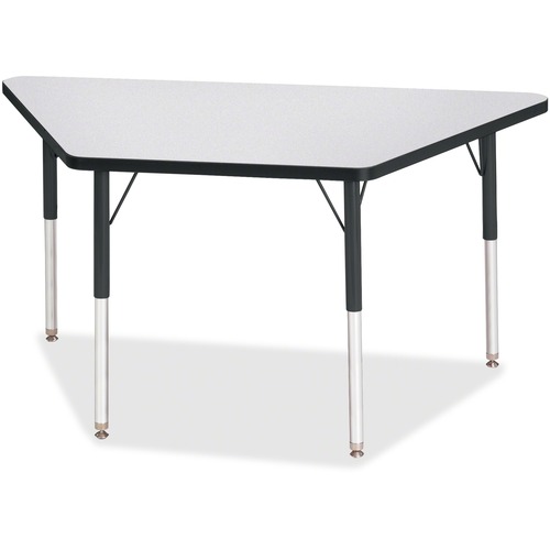 Jonti-Craft Berries Adult-Size Gray Laminate Trapezoid Table - Black Trapezoid, Laminated Top - Four Leg Base - 4 Legs - Adjustable Height - 24" to 31" Adjustment - 48" Table Top Length x 24" Table Top Width x 1.13" Table Top Thickness - 31" Height - Asse