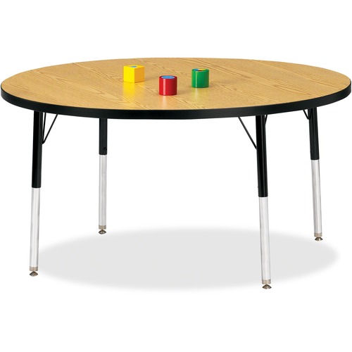 Jonti-Craft Berries Adult Height Color Top Round Table - Black Oak Round, Laminated Top - Four Leg Base - 4 Legs - Adjustable Height - 24" to 31" Adjustment x 1.13" Table Top Thickness x 48" Table Top Diameter - 31" Height - Assembly Required - Powder Coa