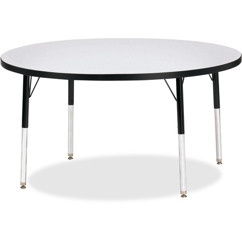 Jonti-Craft Berries Adult Height Color Edge Round Table - Black Round, Laminated Top - Four Leg Base - 4 Legs - Adjustable Height - 24" to 31" Adjustment x 1.13" Table Top Thickness x 48" Table Top Diameter - 31" Height - Assembly Required - Powder Coated