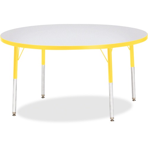 Jonti-Craft Berries Adult Height Color Edge Round Table - Laminated Round, Yellow Top - Four Leg Base - 4 Legs - 1.13" Table Top Thickness x 48" Table Top Diameter - 31" Height - Assembly Required - Powder Coated