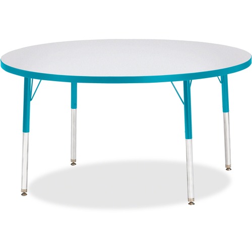 Jonti-Craft Berries Adult Height Color Edge Round Table - Laminated Round, Teal Top - Four Leg Base - 4 Legs - 1.13" Table Top Thickness x 48" Table Top Diameter - 31" Height - Assembly Required - Powder Coated