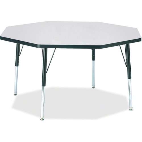 Jonti-Craft Berries Elementary Height Color Edge Octagon Table - Black Octagonal, Laminated Top - Four Leg Base - 4 Legs - Adjustable Height - 15" to 24" Adjustment x 1.13" Table Top Thickness x 48" Table Top Diameter - 24" Height - Assembly Required - Po