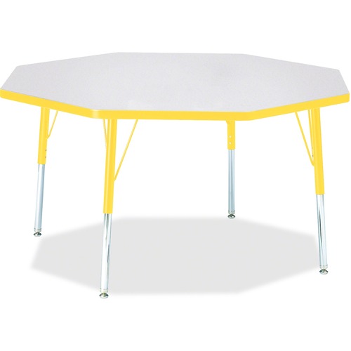 Jonti-Craft Berries Elementary Height Color Edge Octagon Table - Laminated Octagonal, Yellow Top - Four Leg Base - 4 Legs - Adjustable Height - 15" to 24" Adjustment x 1.13" Table Top Thickness x 48" Table Top Diameter - 24" Height - Assembly Required - P