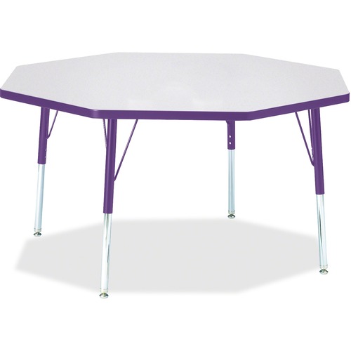 Jonti-Craft Berries Elementary Height Color Edge Octagon Table - Laminated Octagonal, Purple Top - Four Leg Base - 4 Legs - Adjustable Height - 15" to 24" Adjustment x 1.13" Table Top Thickness x 48" Table Top Diameter - 24" Height - Assembly Required - P