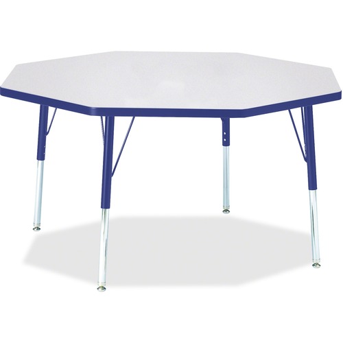 Jonti-Craft Berries Elementary Height Color Edge Octagon Table - Gray Octagonal, Laminated Top - Four Leg Base - 4 Legs - Adjustable Height - 15" to 24" Adjustment x 1.13" Table Top Thickness x 48" Table Top Diameter - 24" Height - Assembly Required - Pow