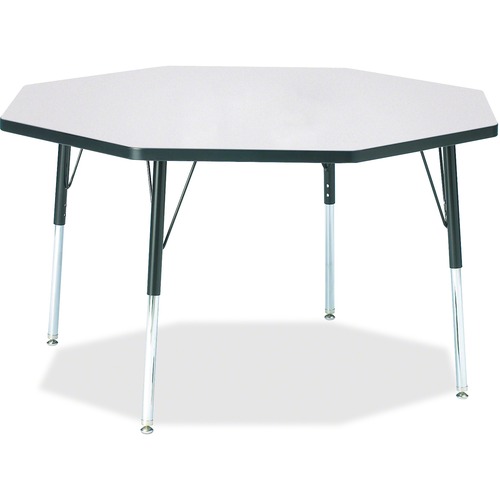 Jonti-Craft Berries Adult Height Color Edge Octagon Table - Black Octagonal, Laminated Top - Four Leg Base - 4 Legs - Adjustable Height - 24" to 31" Adjustment x 1.13" Table Top Thickness x 48" Table Top Diameter - 31" Height - Assembly Required - Powder 