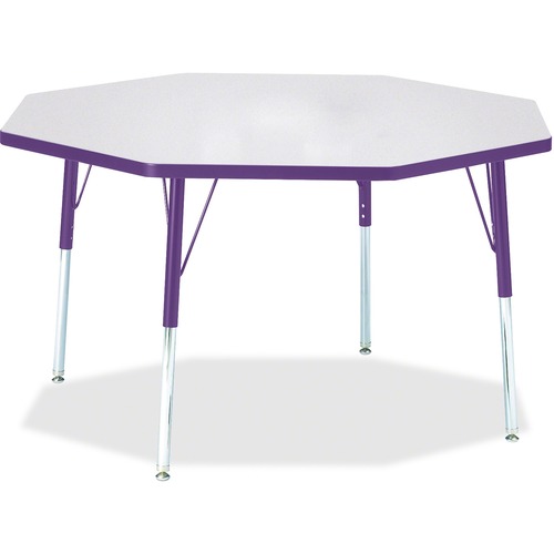 Jonti-Craft Berries Adult Height Color Edge Octagon Table - Laminated Octagonal, Purple Top - Four Leg Base - 4 Legs - Adjustable Height - 24" to 31" Adjustment x 1.13" Table Top Thickness x 48" Table Top Diameter - 31" Height - Assembly Required - Powder