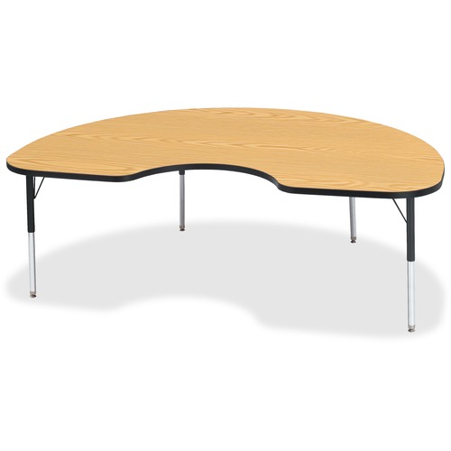 Jonti-Craft Berries Elementary Height Color Top Kidney Table - Black Oak Kidney-shaped, Laminated Top - Four Leg Base - 4 Legs - Adjustable Height - 15" to 24" Adjustment - 72" Table Top Length x 48" Table Top Width x 1.13" Table Top Thickness - 24" Heigh