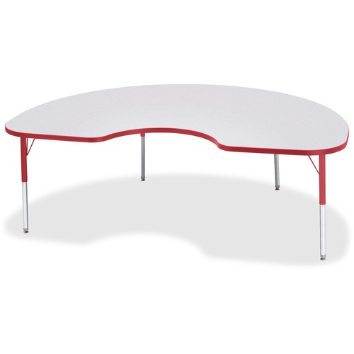 Jonti-Craft Berries Elementary Height Color Edge Kidney Table - Laminated Kidney-shaped, Red Top - Four Leg Base - 4 Legs - Adjustable Height - 15" to 24" Adjustment - 72" Table Top Length x 48" Table Top Width x 1.13" Table Top Thickness - 24" Height - A