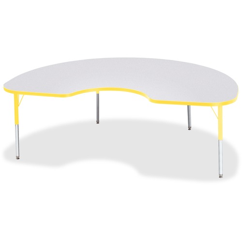 Jonti-Craft Berries Elementary Height Color Edge Kidney Table - Laminated Kidney-shaped, Yellow Top - Four Leg Base - 4 Legs - Adjustable Height - 15" to 24" Adjustment - 72" Table Top Length x 48" Table Top Width x 1.13" Table Top Thickness - 24" Height 